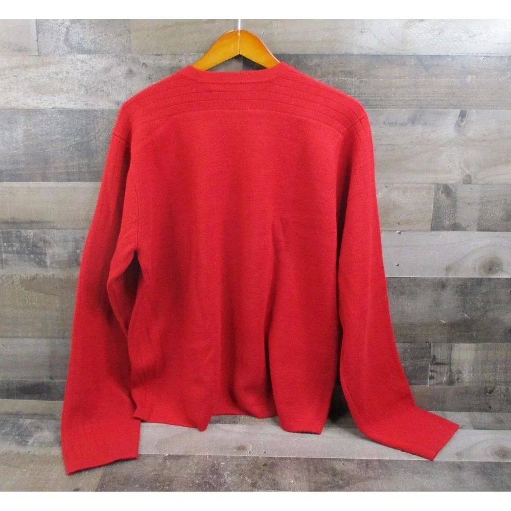 Abercrombie & Fitch Sweater Mens XL Red Gray Striped Muscle V Neck Pullover Knit